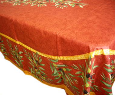 French coated tablecloth (olives. bordeaux) - Click Image to Close